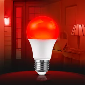 LOHAS lampu LED merah 5W A19, bohlam lampu 70W setara pencahayaan dalam ruangan E26, bohlam lampu LED dasar untuk pesta Natal pernikahan