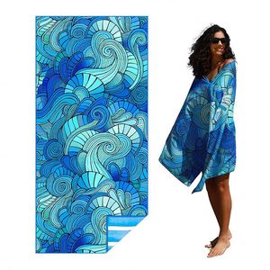 Modern Design Printing Customized Rectangle Extra <b>Large</b> Water Super Absorbent Sand Proof Striped Beach Towels - Product Image 1
