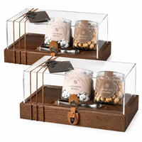 Boîte cadeau de Noël en bois de luxe avec couvercle en acrylique, boîte d'emballage de chocolat de qualité supérieure pour les fêtes, boîte cadeau personnalisée avec logo en gros