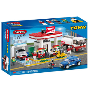 Estación de Servicio Urbana TOWN GAS STATION, Bloques de Construcción, Escena de Reabastecimiento de Combustible, Juguete Educativo de Ensamblaje Manual para Niños - Product Image 1
