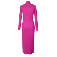 Damen 2025 Langarm Bodycon Strickkleid mit geripptem Muster, Maßgeschneidertes Herbst-Maxikleid im Y2K-Stil mit natürlicher Taille