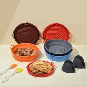 8.5 Inch Round Reusable Foldable Baking <b>Tray</b> Cake Pan Non-stick Bakeware Silicone Air Fryer Liner Silicone Pot for Home Cooking - Product Image 4