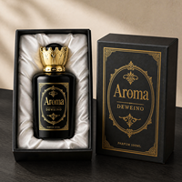 Flacon de parfum noir brillant de haute qualité 100 ml, flacon de parfum rond en verre, forme unique, flacon de parfum en verre avec boîte
