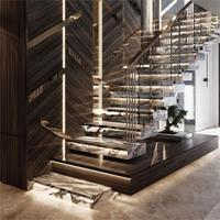 Escalier moderne aux normes australiennes, escalier intérieur avec marches en marbre et éclairage LED, escalier de luxe intérieur
