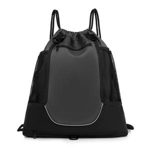 Nuevo paquete al aire libre Durable Gym Black Baloncesto Mochila con cordón Bolsa con bolsillo frontal de malla - Product Image 5