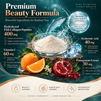 Gummies de Collagène Marin Hydrolysé avec Vitamine C, Biotine, Acide Hyaluronique, Grenade et Peptides de Poisson – OEM, Marque Privée, Vente en Gros