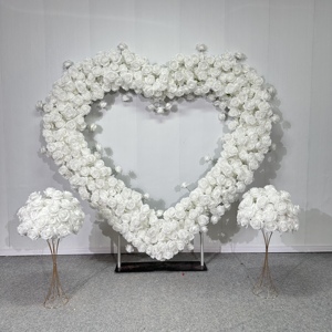 T-HFA082ลดกระหน่ำฉากหลังซุ้มดอกไม้งานแต่งงานดอกกุหลาบเทียมรูปหัวใจดอกไม้ซุ้มทำจากผ้าไหมสำหรับตกแต่งงาน - Product Image 2