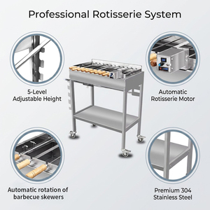<span class=keywords><strong>Barbecue</strong></span> Rotatif Automatique Commercial Moderne en Acier Inoxydable Premium Foukou avec Système de Sécurité Flamme et Commande par Bouton - Product Image 3