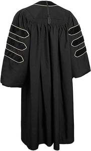 Robes de doctorat personnalisées, robe de doctorat noire avec bordure dorée, toge de graduation - Product Image 2