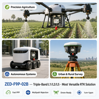 Module GNSS RTK multibandes L1 L5 ZED-F9P-02B, précision de 0,01 m, 25 Hz, CAN, USB, UART, SPI, I2C pour la topographie par drone et l'agriculture de précision