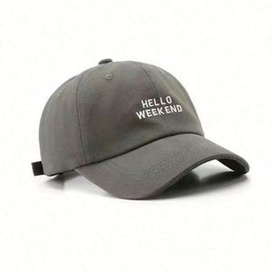 หมวกแก๊ปปักลาย Hello Weekend สีเบจ สำหรับฤดูร้อน ขายส่ง หมวกเบสบอลแบบ unisex สั่งทำได้ สำหรับผู้หญิง - Product Image 4