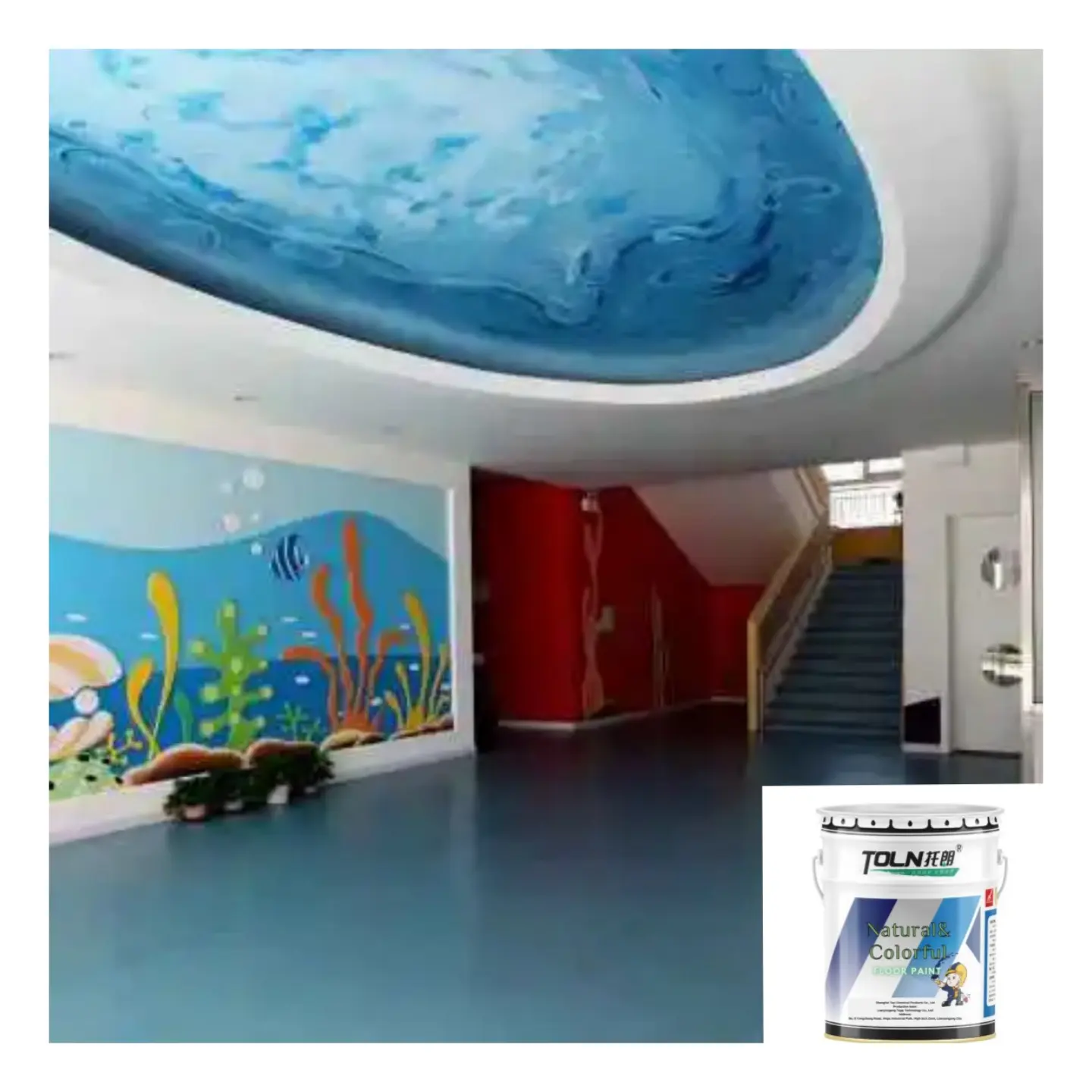 Bule Parking Lots Factory Workshop Waterborne Anti-static Industrial Epoxy Floor Intermediate Paint