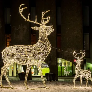工厂户外大型3d图案Led发光动物巨型圣诞节装饰驯鹿
