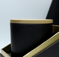 Bocaux à bougies noirs avec Logo imprimé, étiquette personnalisée noire mate 8oz/10oz, pots et boîtes à bougies de luxe