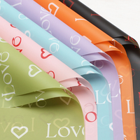 Kertas Pembungkus Bunga Anti Air Matte Bermotif Hati Cinta Abadi LOVE, Kertas Hansu untuk Kemasan Buket Florist