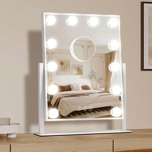 Dimmable <b>LED</b> for Glam Vanity <b>Mirror</b> Touch Sensor Switch Birthday Cosmetic Use Desktop Style <b>Makeup</b> <b>Mirror</b> HD Glass Finish - Product Image 2