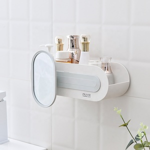 Parete Multifunzione da bagno cosmetico <span class=keywords><strong>contenitore</strong></span> di monili di plastica dell'organizzatore di immagazzinaggio con 360 gradi di rotazione vanità <span class=keywords><strong>specchio</strong></span> - Product Image 1