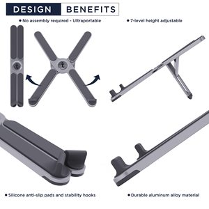 Verstelbare Hoogte Aluminium Laptop Standaard Mechanische Stijl Opvouwbaar Voor Tablets En Smartphones-Voor Thuis Of Op School Computerbureaus - Product Image 5