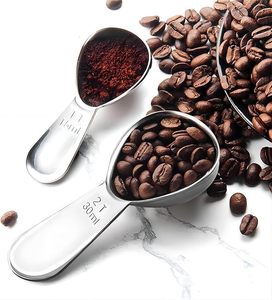 Cuillère à café <span class=keywords><strong>en</strong></span> acier inoxydable de 30/15ml, ensemble de cuillères à mesurer avec manche court pour café moulu, grains, expresso et poudre - Product Image 2