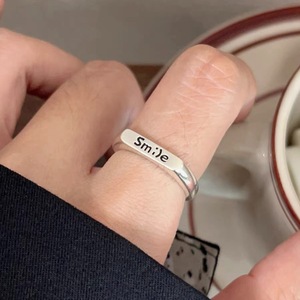 Smile Letter <b>Open</b> <b>Ring</b> S925 Sterling Silver Women's Everyday Wear Jewelry - Product Image 2