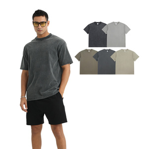YWGH t-shirt in cotone 100% di lusso da <span class=keywords><strong>uomo</strong></span> con Logo Vintage invecchiato di alta qualità personalizzato sbiadito oversize lavorato a maglia - Product Image 2