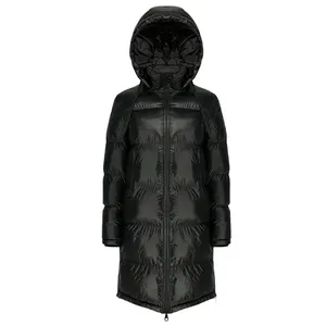 Alike Custom Winter Women Long Parka Jackets Fashion Detachable Hooded Warm Windbreaker Black Women Long Puffer Jacket For Women