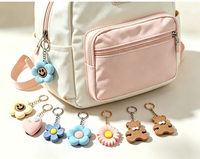 HS Mignon Porte-clés et Breloques de Sac en PVC, Motifs Fleur, Ours, Cœur, Couleurs Pastel, Style Kawaii, Ornements à Suspendre pour Sac à Dos