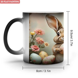 Tasse magique sensible à la chaleur 11oz en céramique noire givrée pour boissons chaudes - Product Image 2