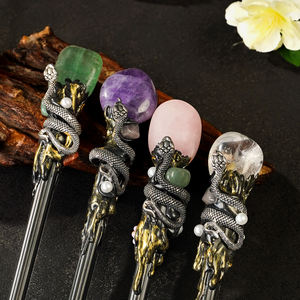 Bacchetta Magica in Cristallo con Design a Serpente Bacchetta Curativa con Ametista Quarzo Rosa Fluorite Verde Avventurina - Product Image 3