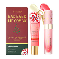 Ensemble de soins pour les lèvres Ibcccndc, baume à lèvres et huile à lèvres parfumés à la fraise, kit hydratant longue durée, brillant et lissant pour les lèvres