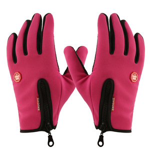 ZIYOUKE Orange Fleece Lined Touchscreen <b>Gloves</b> With Zipper For Motorcycle Riding Adult Unisex Winter Warm <b>Gloves</b> - Product Image 2