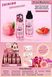 Kiss Beauty 120mL <span class=keywords><strong>Peach</strong></span> Scented Pearl Make up Fix Setting Spray Antioxidante e Hidratante Maquillaje Fix Spray Mist Finish - Product Image 3