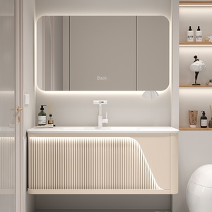 2025 thiết kế hiện đại sồi tủ phòng tắm tích hợp cho corian lưu vực Chậu rửa cao cấp tích hợp gốm bồn rửa kết hợp mới - Product Image 2