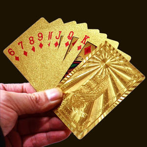 Venta al por mayor de naipes de lámina de oro <span class=keywords><strong>Rich</strong></span> Man Gold Golden Plastic Naipes impermeables naipes duraderos - Product Image 2