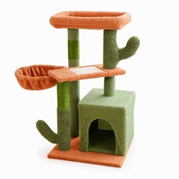 Arbre à chat en peluche en gros avec coton peluche, corde de sisal et tronc, lit-cabane et grotte pour chats d'intérieur OEM