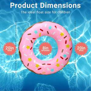 Bouée de natation gonflable pliable en PVC pour enfants, motif donut avec des paillettes - Product Image 2