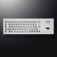 Clavier industriel métallique robuste à 67 touches, monté sur panneau, USB, étanche IP65, avec trackball, pour kiosque en libre-service
