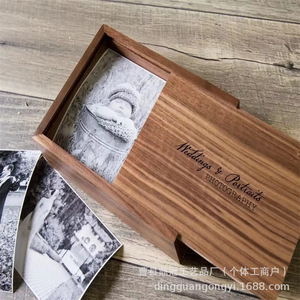 Walnut Wood Pull Out <b>Storage</b> <b>Box</b> Rectangular <b>Photo</b> Letter Collection <b>Box</b> Home Bedroom Decorative <b>Storage</b> - Product Image 1