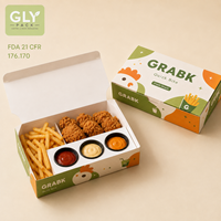 Boîte à repas en kraft personnalisée avec compartiments pour hamburger, poulet, frites, emballage jetable de qualité alimentaire pour plats à emporter