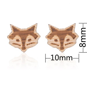 VANFI Boucles d'oreilles en bois à la mode avec cœur d'animal et numéro Boucles d'oreilles en acier inoxydable à la mode pour cadeaux - Product Image 3