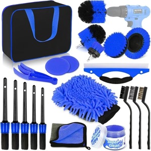 High Quality 20-Piece Car Wash Brush Kit Plastic Car Cleaning Detailing Brushes Drill Clean Brush Set Car Washing Tools Kit