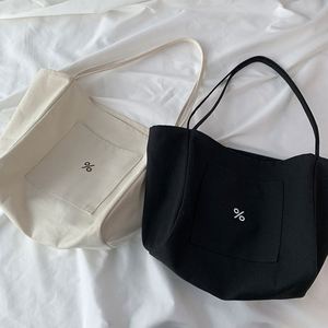 Sac fourre-tout personnalisé en toile 100 % coton pour femme, sac à bandoulière pliable avec fermeture à rabat, grande capacité, sac de shopping - Product Image 5