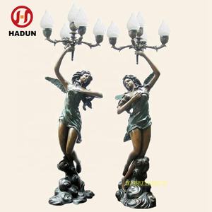 ラージキャストブロンズエレガントな女性ランプポスト像 - Product Image 5