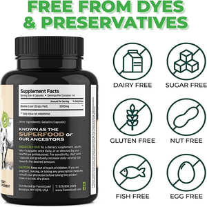 วิต้าฮอลล์ แคปซูลตับวัวออร์แกนิกจากวัวที่เลี้ยงด้วยหญ้า อบแห้งด้วยความเย็น อาหารเสริมพลังงานจากธรรมชาติ วิตามินบี 12 แคลเซียม เหล็ก สังกะสี ซีลีเนียม - Product Image 5