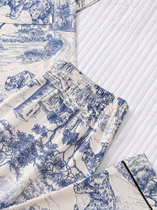 بيجامات للنساء طباعة النمر مريحة قصيرة الأكمام بيجامة وسراويل طويلة بيجامة من قطعتين صالة مجموعة ملابس نوم نسائية - Product Image 5