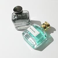 Flacon de parfum en verre transparent de luxe 100 ml avec bouchon en alliage de zinc, logo personnalisé, flacon de parfum vide, emballage en boîte cadeau