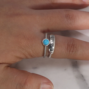 925 Sterling <strong>Silver</strong> Mantra Rings for Women Double Layers with Natural Turquoise <strong>Tibetan</strong> Six Characters Buddhist <strong>Jewelry</strong> - Product Image 6