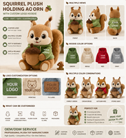 Peluche Mascotte Écureuil Personnalisée, Écureuil Doux Tenant un Amande, avec Logo Personnalisé, Fournisseur OEM pour Vêtements