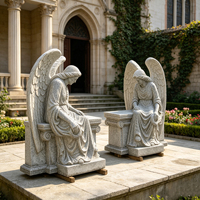 Sculpture d'ange funéraire en granit sculpté à la main, style religieux classique, taille personnalisée, pour décoration de cimetière