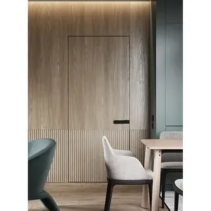 घरों के लिए समसामयिक ध्वनिरोधी छिपे हुए टिका वाले दरवाजे फ्रेमलेस आंतरिक लकड़ी के आधुनिक बेडरूम दरवाजे ग्राफिक डिजाइन शेकर